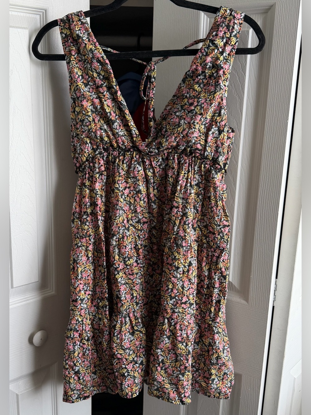 Floral Sleeveless V-Neck Babydoll Mini Dress